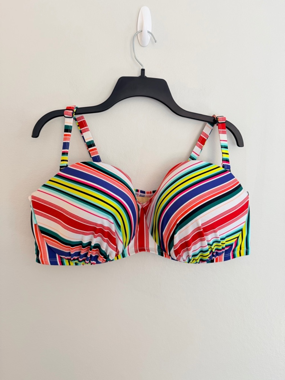 Cacique 44DDD Multicolor Striped Bikini Top Swim Bra Supportive Plus Size